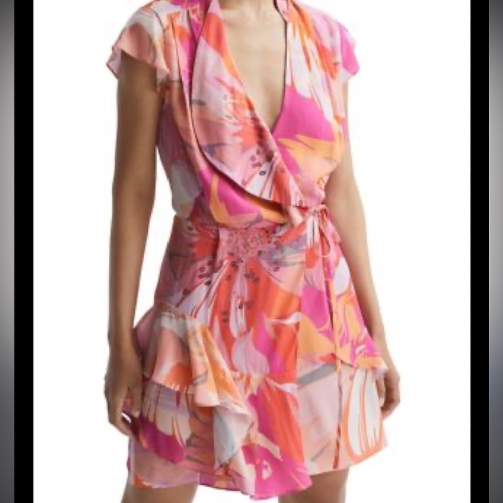 Reiss floral wrap dress